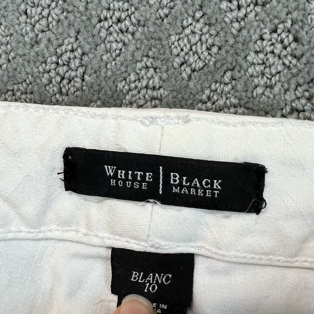 White House Black Market white jeans with jewel stone adorned back pockets - Picture 4 of 9